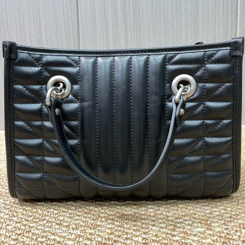 Gucci Small Aria Gg Marmont Shoulder Tote Calfskin Black