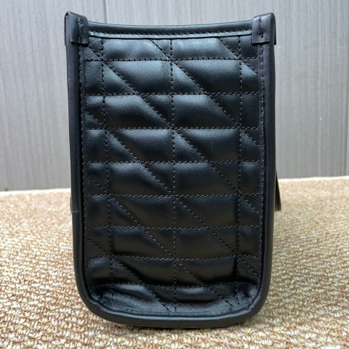 Gucci Small Aria Gg Marmont Shoulder Tote Calfskin Black