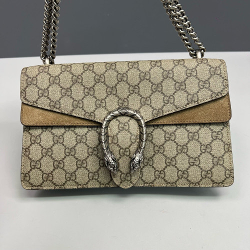 Gucci Meium Dionysus GG Monogram Suede Camel Beige