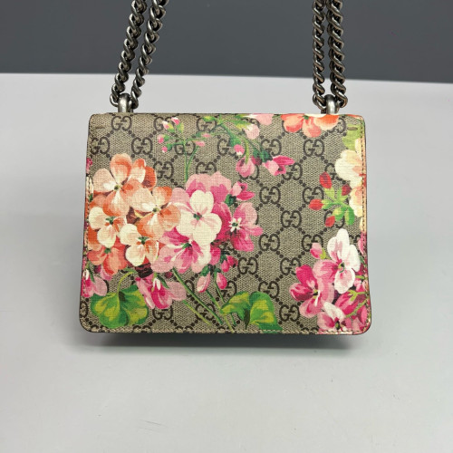 Gucci Small Dionysus Canvas GG Supreme Monogram Suede Red Beige Pink