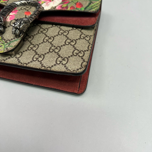 Gucci Small Dionysus Canvas GG Supreme Monogram Suede Red Beige Pink