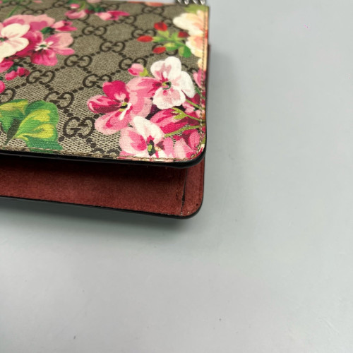 Gucci Small Dionysus Canvas GG Supreme Monogram Suede Red Beige Pink