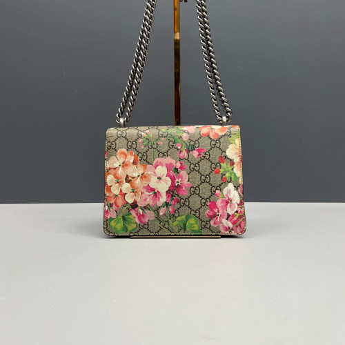 Gucci Small Dionysus Canvas GG Supreme Monogram Suede Red Beige Pink