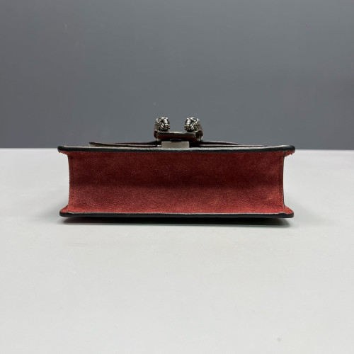 Gucci Small Dionysus Canvas GG Supreme Monogram Suede Red Beige Pink