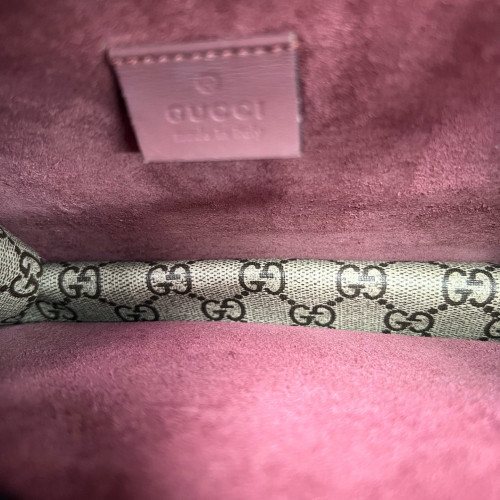 Gucci Small Dionysus Canvas GG Supreme Monogram Suede Red Beige Pink