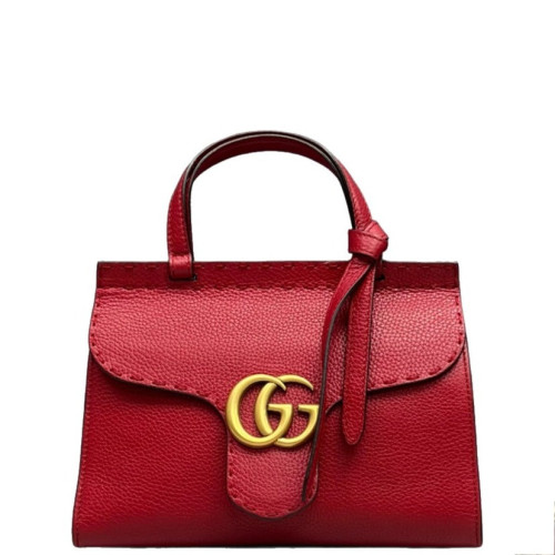 Gucci GG Marmont Top Handle Shoulder Bag Calfskin Red