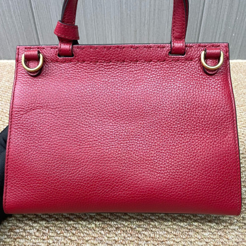 Gucci GG Marmont Top Handle Shoulder Bag Calfskin Red