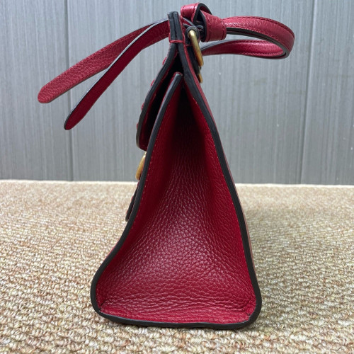 Gucci GG Marmont Top Handle Shoulder Bag Calfskin Red