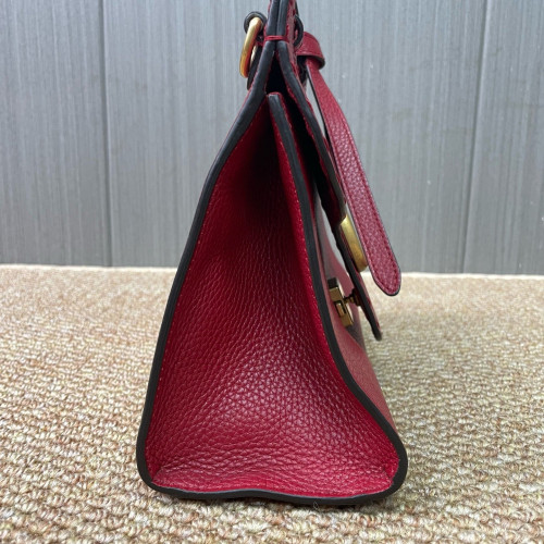 Gucci GG Marmont Top Handle Shoulder Bag Calfskin Red