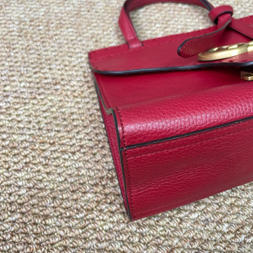 Gucci GG Marmont Top Handle Shoulder Bag Calfskin Red
