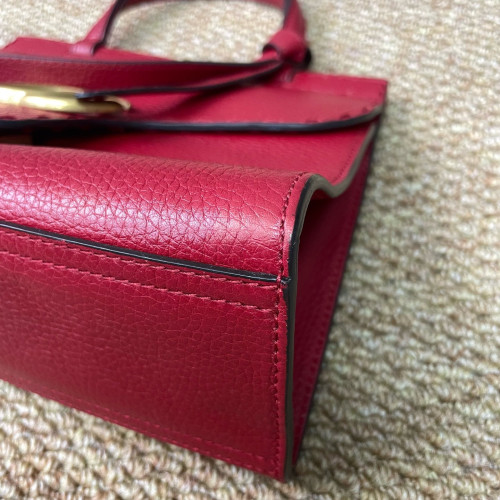 Gucci GG Marmont Top Handle Shoulder Bag Calfskin Red