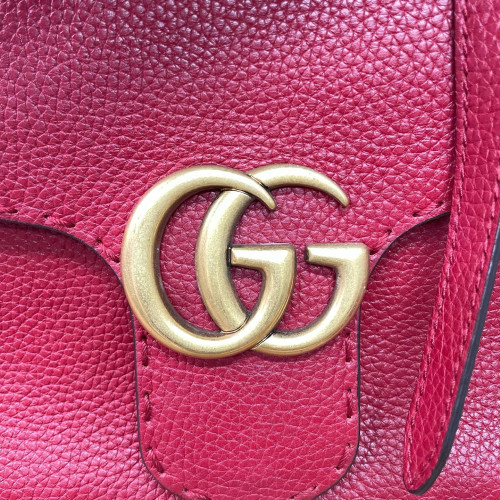 Gucci GG Marmont Top Handle Shoulder Bag Calfskin Red