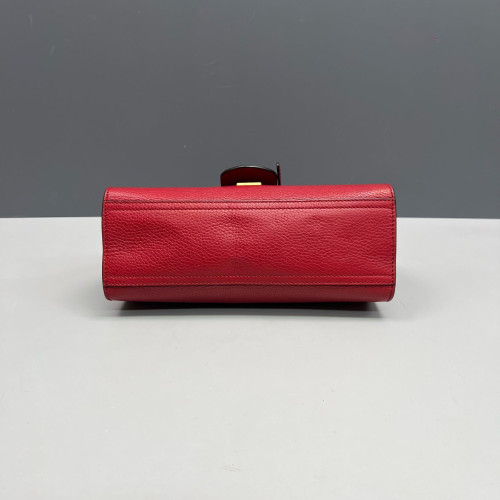 Gucci GG Marmont Top Handle Shoulder Bag Calfskin Red
