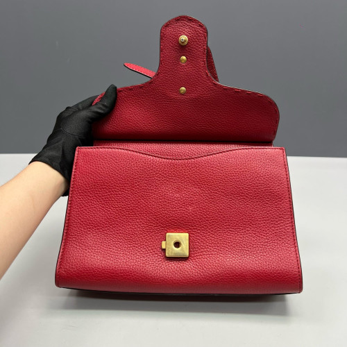Gucci GG Marmont Top Handle Shoulder Bag Calfskin Red