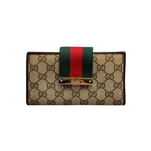 Gucci Continental Wallet GG Monogram Beige Brown