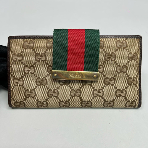 Gucci Continental Wallet GG Monogram Beige Brown