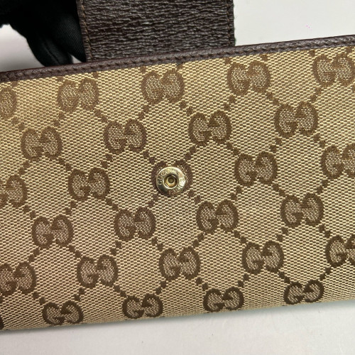 Gucci Continental Wallet GG Monogram Beige Brown