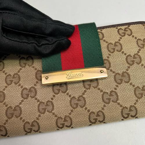 Gucci Continental Wallet GG Monogram Beige Brown