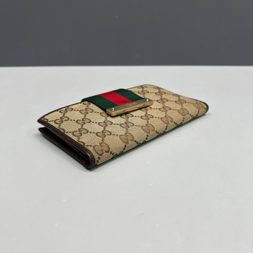 Gucci Continental Wallet GG Monogram Beige Brown