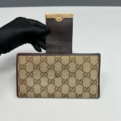 Gucci Continental Wallet GG Monogram Beige Brown