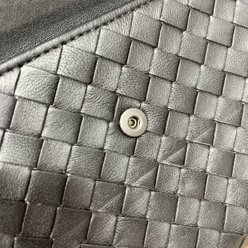 Bottega Veneta Intrecciato Continental Flap Wallet Calfskin Intrecciato Black