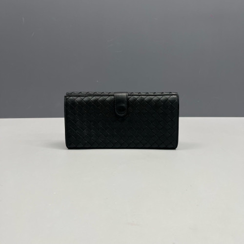 Bottega Veneta Intrecciato Continental Flap Wallet Calfskin Intrecciato Black