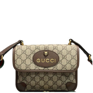 Gucci Small Neo Vintage Double Flap Messenger Bag GG Monogram Beige