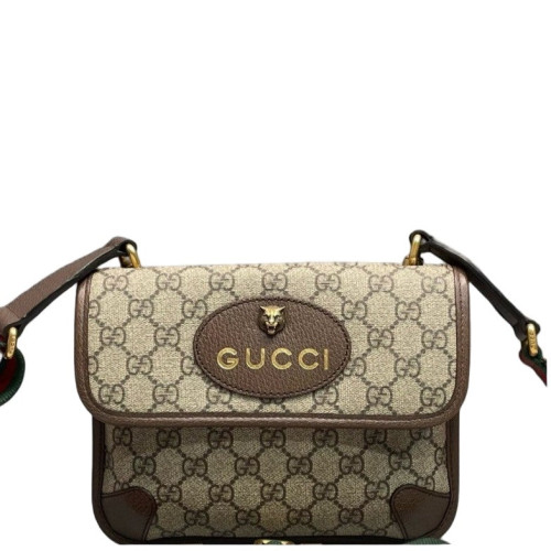 Gucci Small Neo Vintage Double Flap Messenger Bag GG Monogram Beige