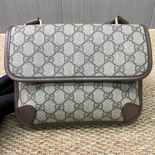 Gucci Small Neo Vintage Double Flap Messenger Bag GG Monogram Beige