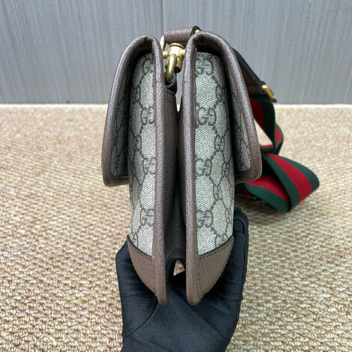 Gucci Small Neo Vintage Double Flap Messenger Bag GG Monogram Beige