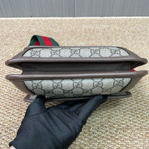Gucci Small Neo Vintage Double Flap Messenger Bag GG Monogram Beige
