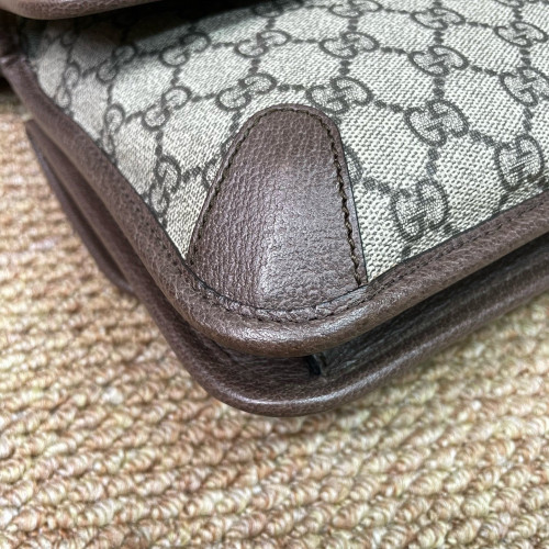 Gucci Small Neo Vintage Double Flap Messenger Bag GG Monogram Beige