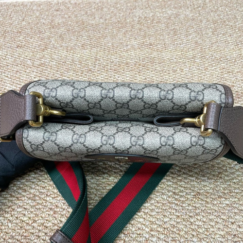Gucci Small Neo Vintage Double Flap Messenger Bag GG Monogram Beige