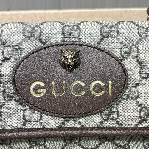 Gucci Small Neo Vintage Double Flap Messenger Bag GG Monogram Beige