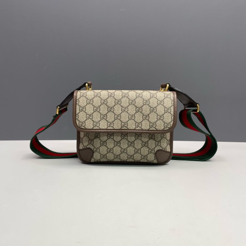 Gucci Small Neo Vintage Double Flap Messenger Bag GG Monogram Beige