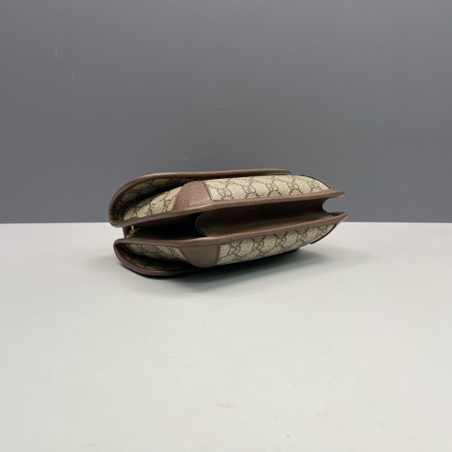 Gucci Small Neo Vintage Double Flap Messenger Bag GG Monogram Beige