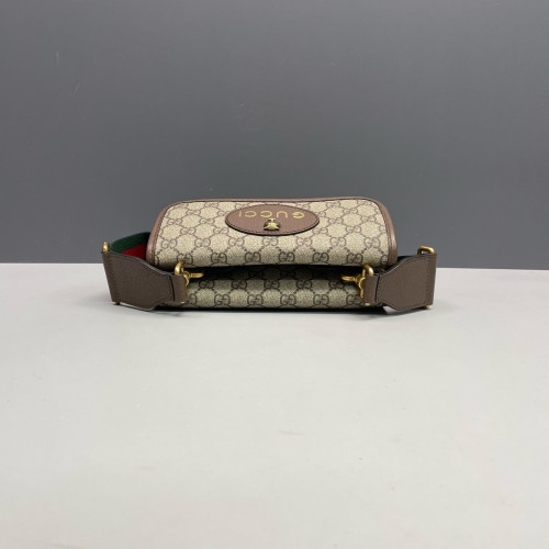Gucci Small Neo Vintage Double Flap Messenger Bag GG Monogram Beige