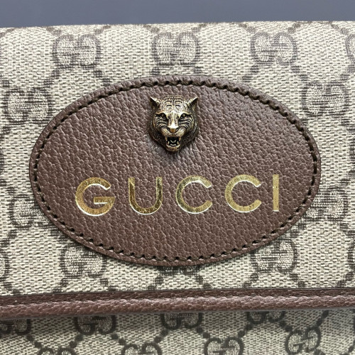 Gucci Small Neo Vintage Double Flap Messenger Bag GG Monogram Beige
