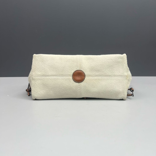 Loewe Small Cushion Tote Canvas Calfskin Beige Brown