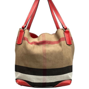 Burberry Bucket Calfskin Mega Check Beige Red Black