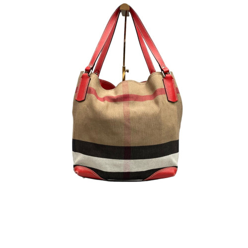 Burberry Bucket Calfskin Mega Check Beige Red Black