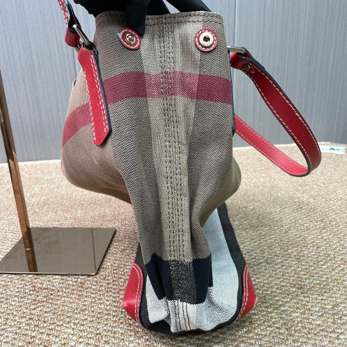 Burberry Bucket Calfskin Mega Check Beige Red Black