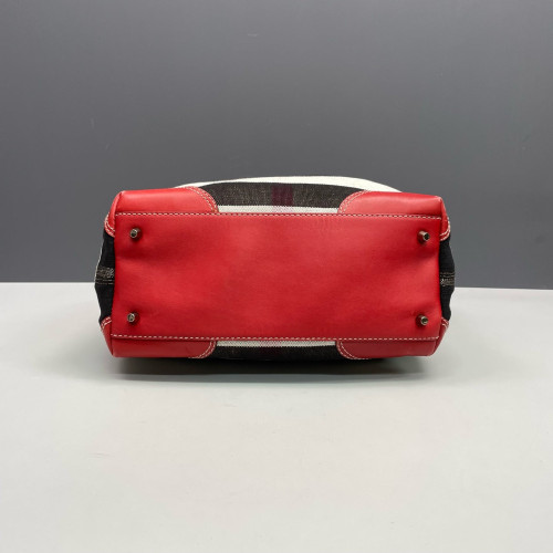 Burberry Bucket Calfskin Mega Check Beige Red Black