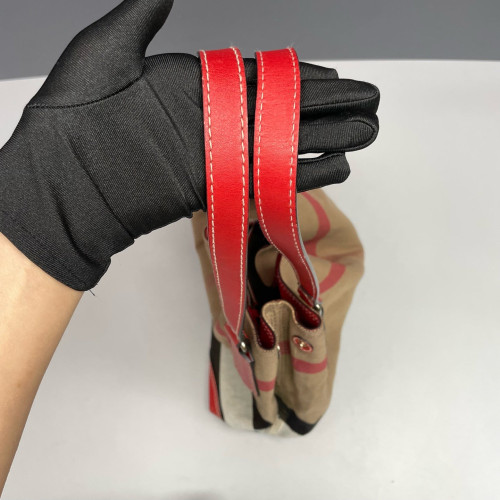 Burberry Bucket Calfskin Mega Check Beige Red Black