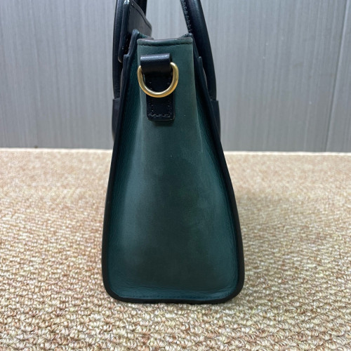 Celine Nano Luggage Grained Calfskin Black Green Beige