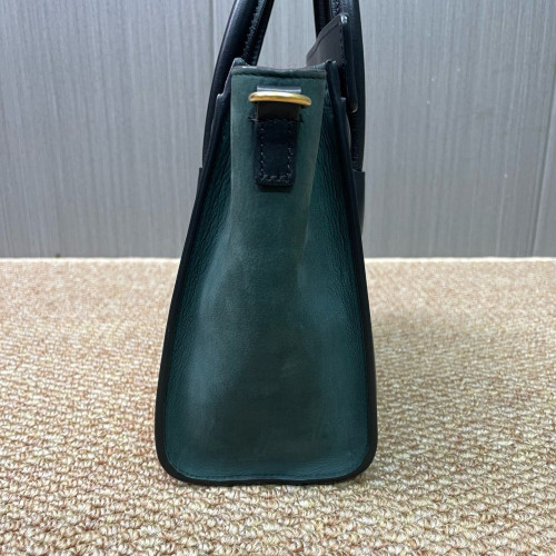 Celine Nano Luggage Grained Calfskin Black Green Beige