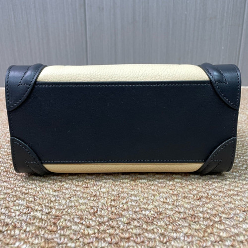 Celine Nano Luggage Grained Calfskin Black Green Beige