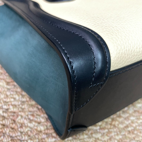 Celine Nano Luggage Grained Calfskin Black Green Beige