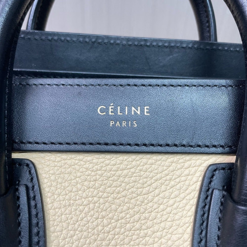 Celine Nano Luggage Grained Calfskin Black Green Beige