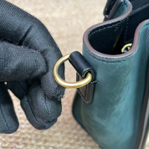 Celine Nano Luggage Grained Calfskin Black Green Beige